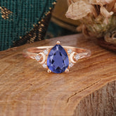 3 Prong Unique Pear Cut Tanzanite Cluster Engagement Ring